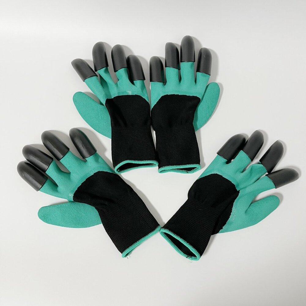 2 Pairs Garden Digging Gloves With Claws For Digging Planting Gardening Raking - Picture 1 of 8